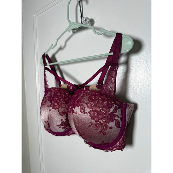 Torrid Curve Red Lace Strappy Push Up Plunge Bra Underwire Sexy Women's 42 DD - Picture 5 of 10